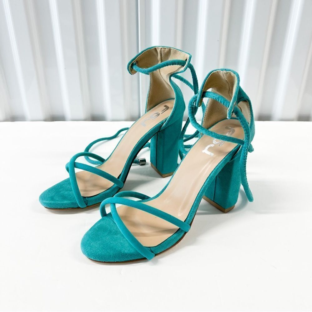 FSJ Women Suede Open Toe Chunky Heels Strappy Sandals Vacation Shoes Party Shoes